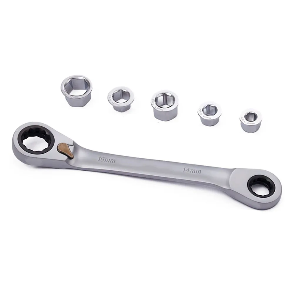 6 In 1 Double Head Ratchet Combination Spanner Socket Set Labor-saving Install Repair Tools Workshop Reversible Ratchet Wrench