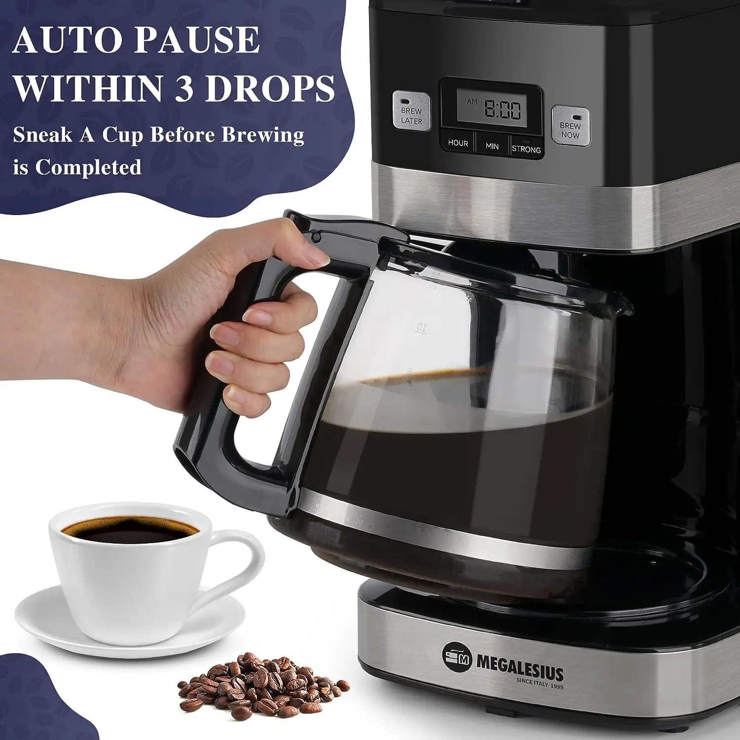 thruudeng Drip Coffee Maker Small Coffee Maker; Mini Coffee Pots; 12 Cup Coffee Maker with Auto Shut Off; Automatic Coffee Machine Drip with Timer