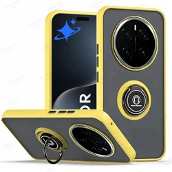 Enhanced Magnetic Phone Case with Shockproof Ring Holder - Honor 400 Pro 5G (Yellow)