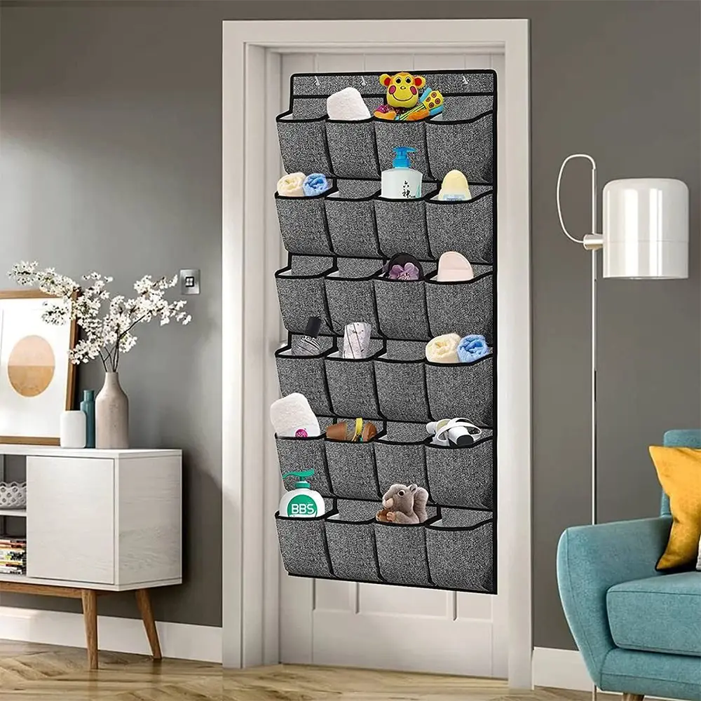 24 Pocket Shoe Holder Organiser Over The Door Hanging Shelf Rack