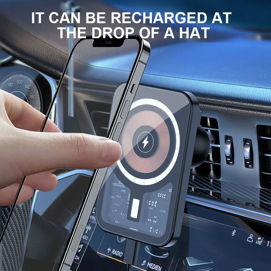 Magnetic Wireless Charger Car Air Vent Mount Phone Holder Stand thumbnail 6