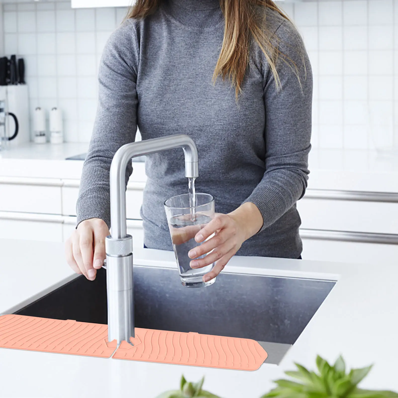 Silicone Faucet Mat Silicone Sink Splash Guard Faucet Water Catcher Mat Sink For Kitchen Splash Guard