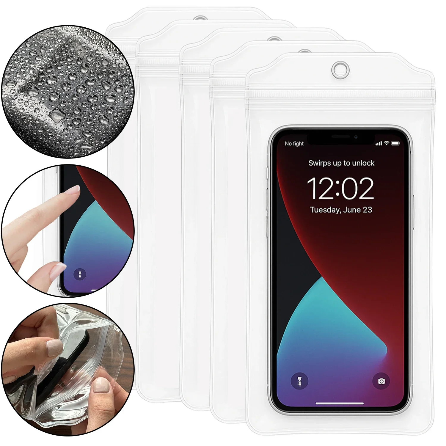 Transparent Waterproof Phone Pouch with Thickened Zipper Closure – Multi-Pack Options