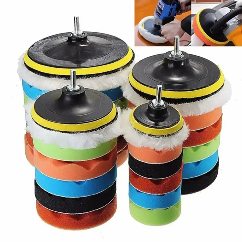 Sponge Buffing Polishing Pads 8 Pcs Set 3“5''6''7'' Backing Plate M14 Thread Cutting Kit For Car Polisher Compounding Waxing