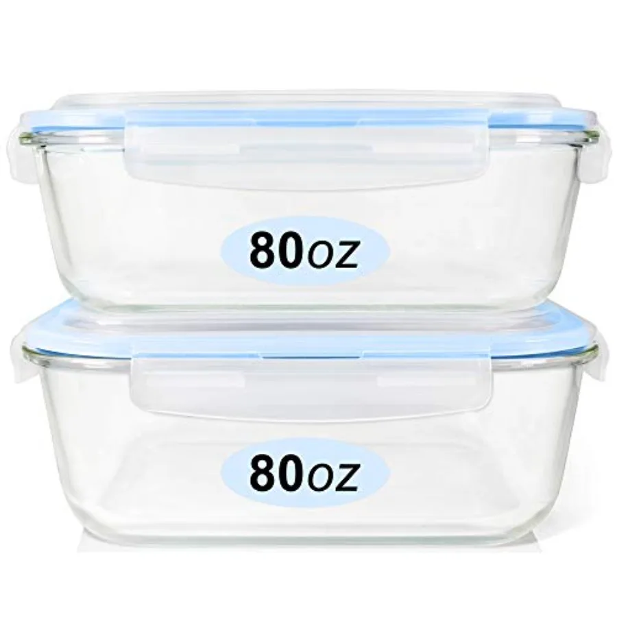Glass Food Storage Containers Set Large Size Containers with Lids BPA-free Locking lids 100% Leak Proof Glass Meal Prep Contain