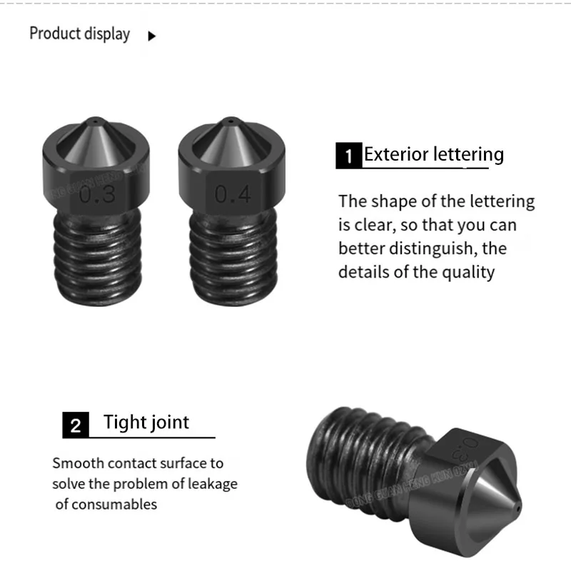 M6x1 Thread E3D Nozzle Super Hardened Steel Corrosion-Resistant High Temperature Die Steel Nozzle 1.75mm 3D Printer Parts