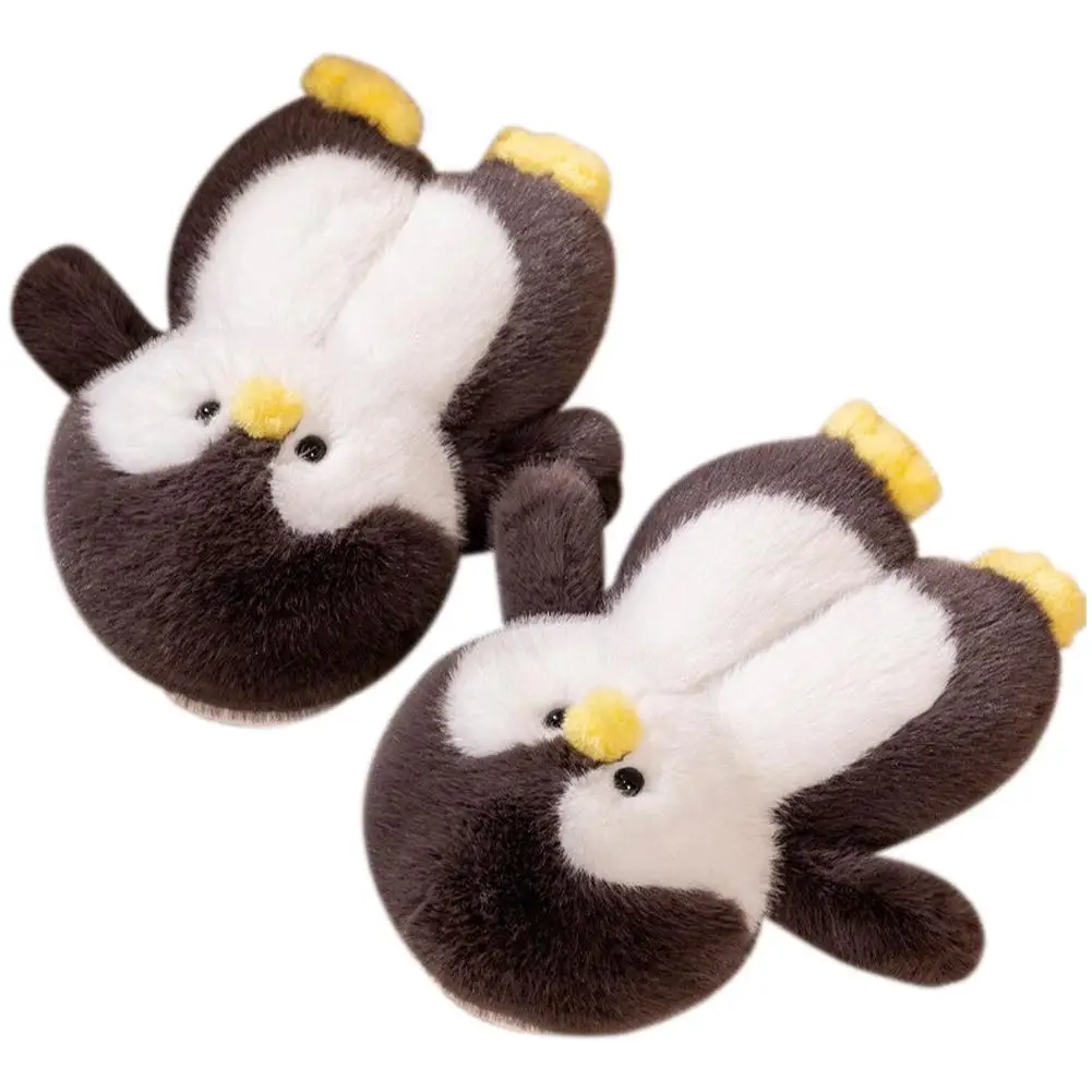 Cute Cartoon Penguin Chick Shape Plush Slippers Home Cotton Shoes Winter Kawaii Plush Non Toys House -Slip Women B0X9