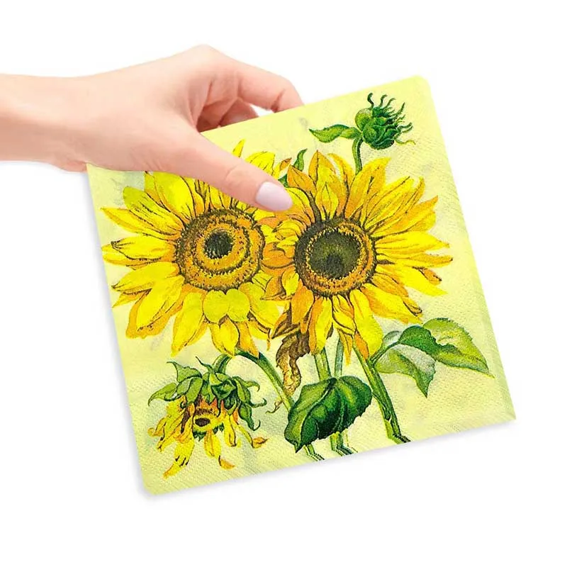 Sunflower Print Color Napkins Colorful Living Household Goods Printed Tissue Paper Tray
