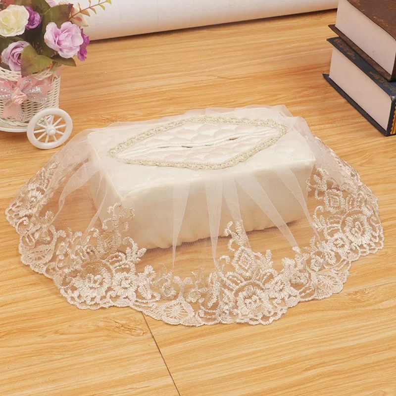 

Nordic Ins Fabric Lace Decorative Tissue Box Creative Car Storage Bag Napkin Holder for Paper Napkins Plush Tissue Boxes Cover