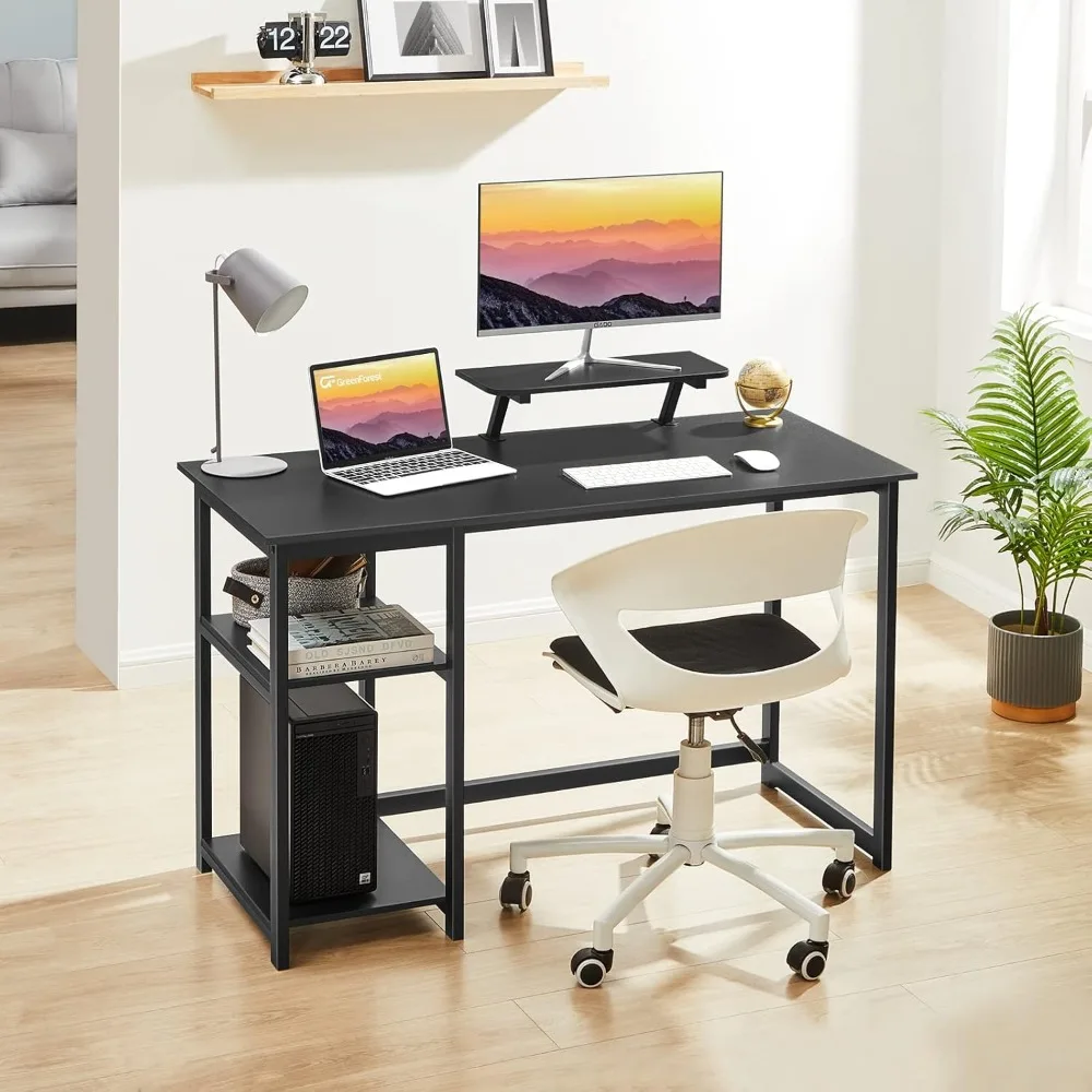 Computer Desk 39 Inch W Monitor Stand,Office Desk with Adjustable Storage Shelves,Small Gaming Desk for Home Work Writing Study 2