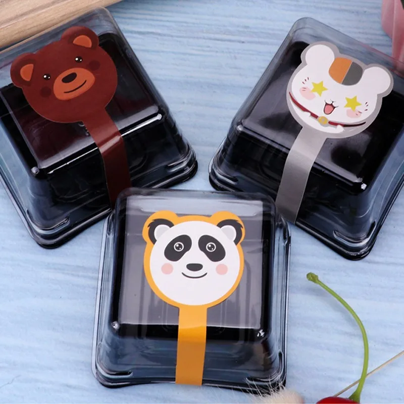 100/200pcs, Stickers/Pack Cute Cartoon Long Seal Stickers, Pudding Bottle Stickers, Baking Box Label Souffl&eacute; Labels