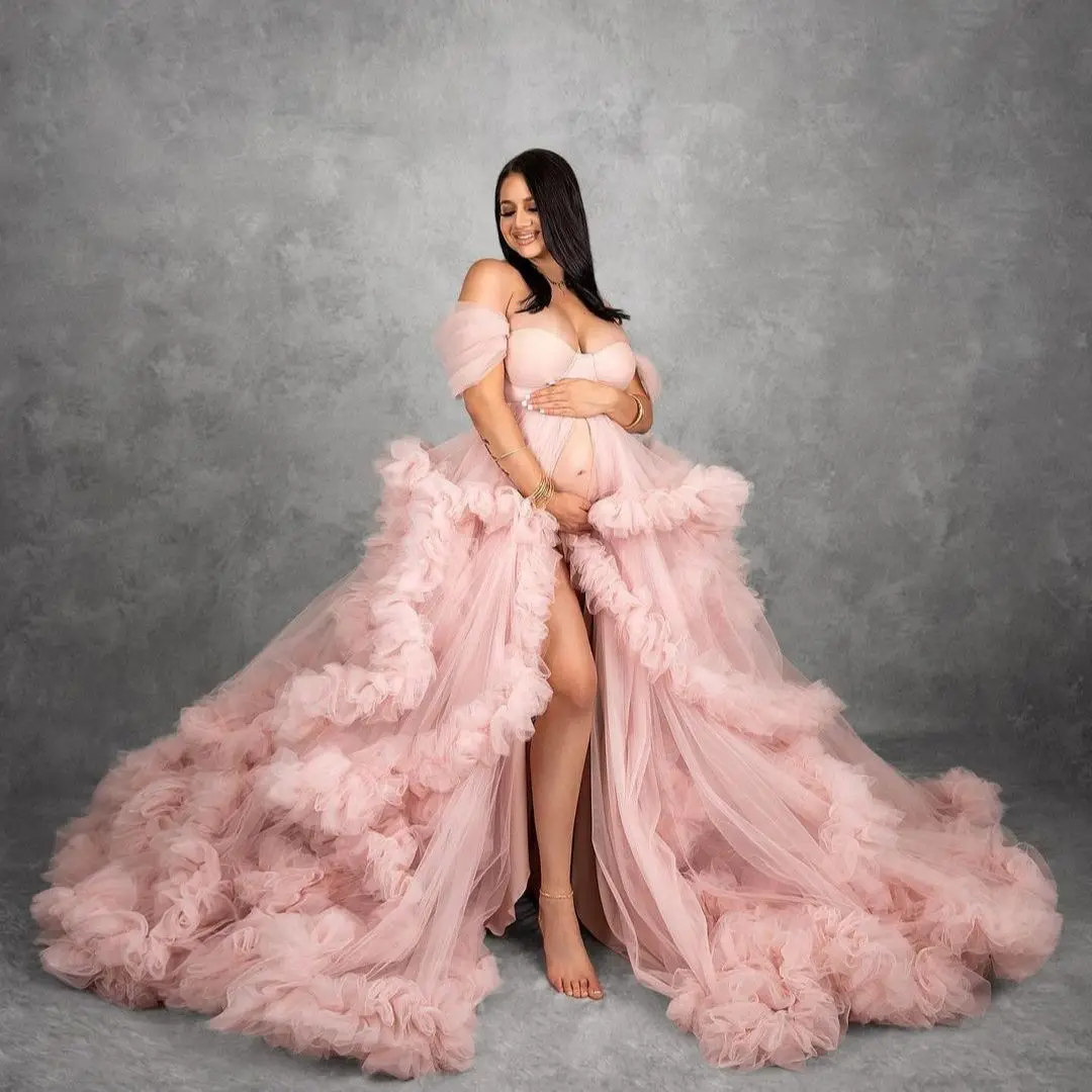 18+ Pink Tulle Maternity Dress