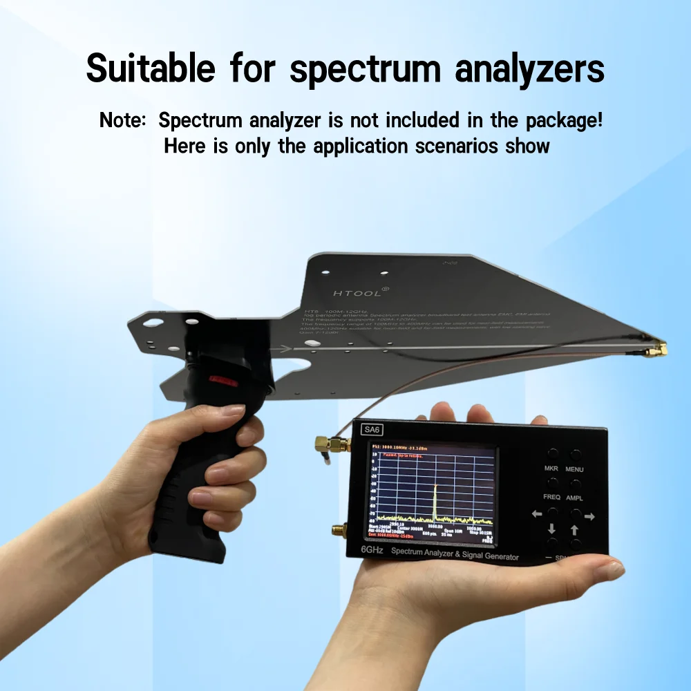 HTOOL 통나무 주기 안테나, 초광대역 패시브 안테나, 수신 및 송신 신호, EMC 테스트, HT8, 100MHz-12GHz, 이득 7-12dBi, 50Ω