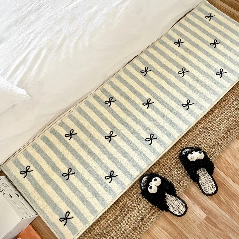 

Bedroom Carpet Bedside Floor Mat Cute Cartoon Bow Home Decoration Rug Blue Carpets Bay Window Rugs Fluffy Soft Alfombra 침실 카펫
