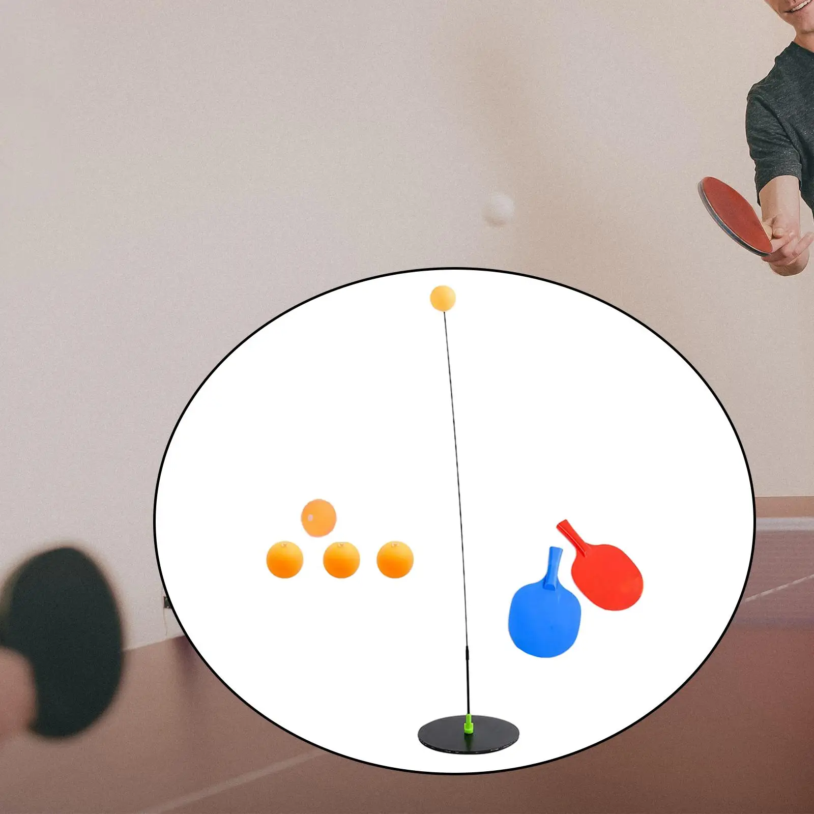 Table Tennis Trainer Ping Pong Paddles and Balls Set Training Metal Base