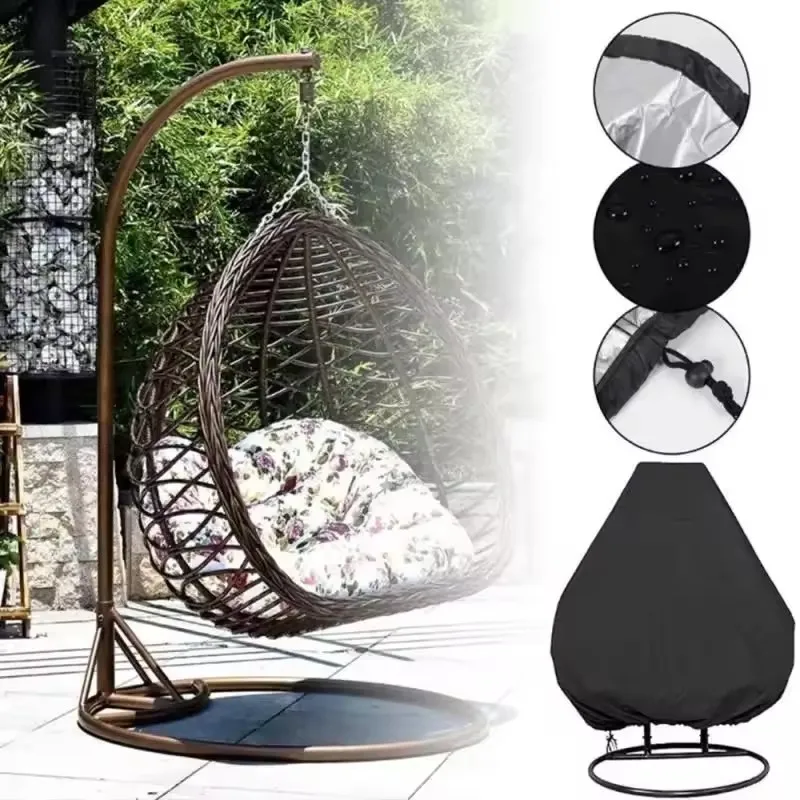 Patio Hanging Egg Chair Cover Zipper Waterproof Windproof Swing Chair Covers Buckle Outdoor Weather Resistant