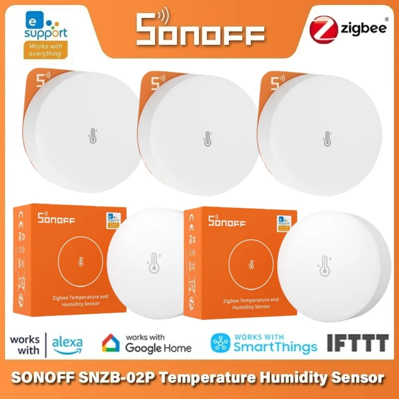 เซ็นเซอร์วัดอุณหภูมิและความชื้น SONOFF SNZB-02P SNZB 02P Zigbee พร้อม Sonoff ZB Bridge-P เครื่องตรวจจับอุณหภูมิ สำหรับบ้านอัจฉริยะผ่าน Ewelink 1