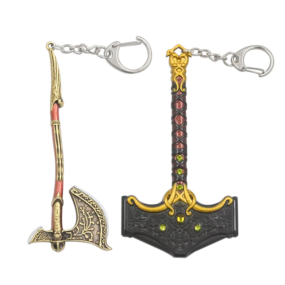 God Of War4&5 Keychains Levitan's Axe Thor's Hammer Mjolnir Weapon Blades  of Chaos Metal Keyrings Keyring Gift for Men - AliExpress