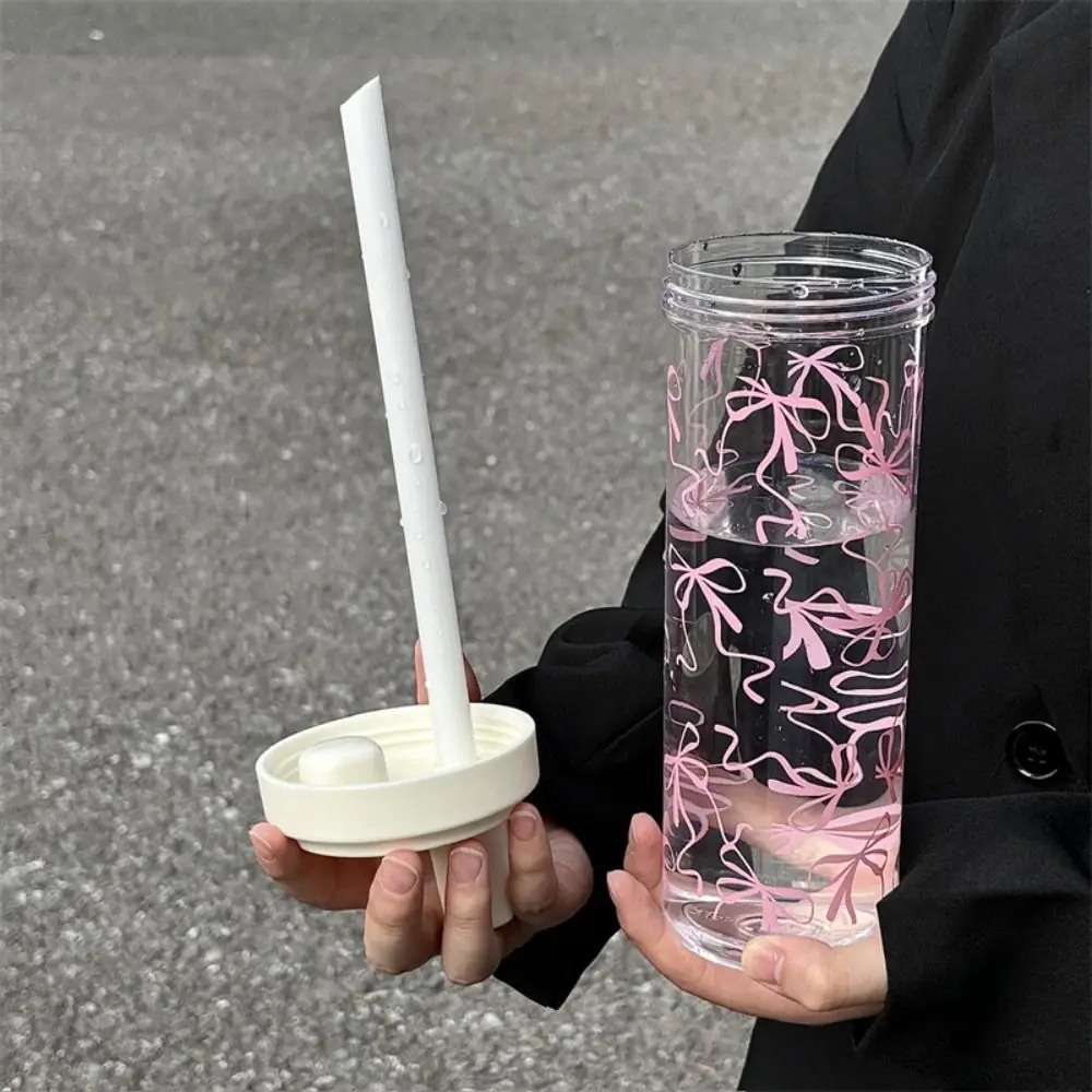 Plastic Straw Cup Water Bottle for Coffee Tea