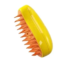 Multi-Functional Pet Grooming Steamer Brush Comb for Tangle and Loose Hair Removal (Yellow)