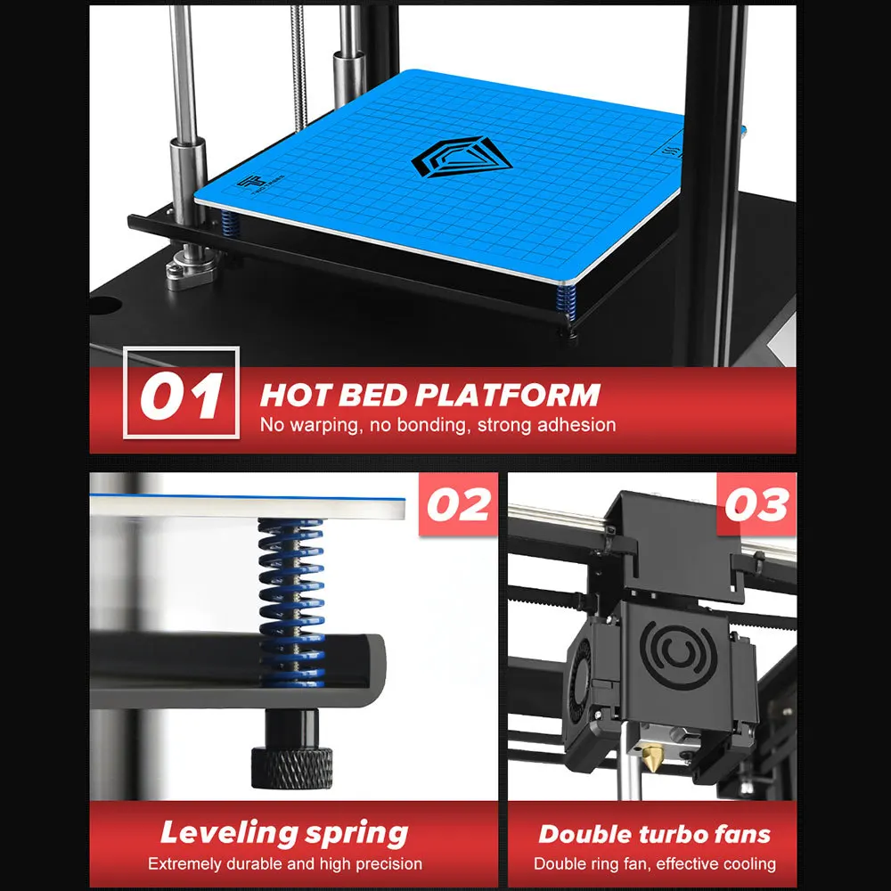 large 3d printer TWO TREES EU/US SP-3 3D Printer Upgrad Dual Drive Extruder Version Resume Power Failure Printing Linear Rail 3D Printing cheap 3d printer