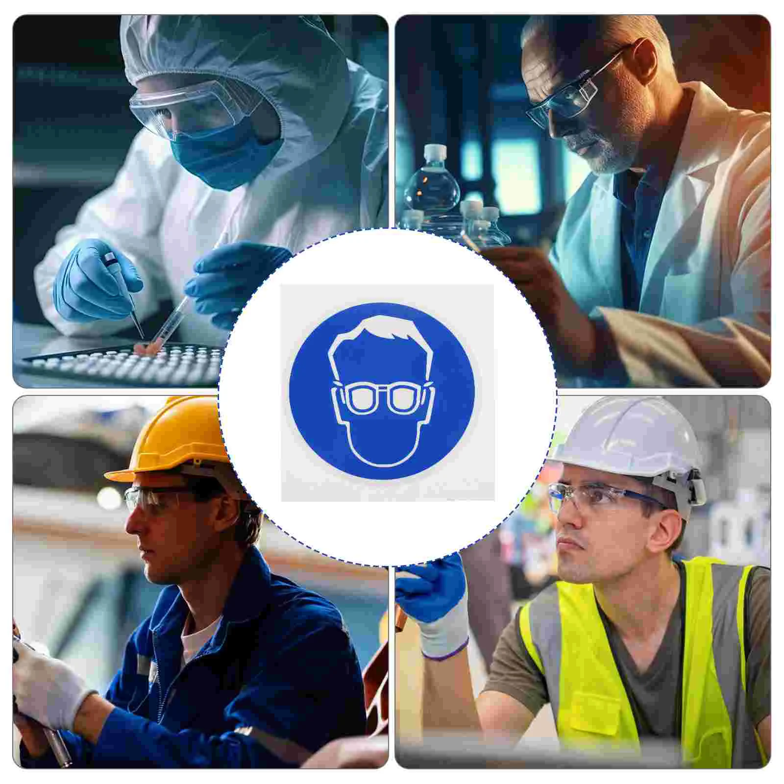 Safety Goggles Sign Protective Glasses Wear Protection Sticker Traffic Signal Decal For Use Pp Material Adhesive Label 2Pcs