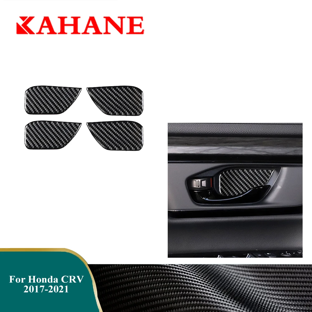 

Carbon Fiber Car Stickers Door Bowls Decorative Cover Trim For Honda CRV 2017 2018 2019 2020 2021 Accessories Interior Moulding