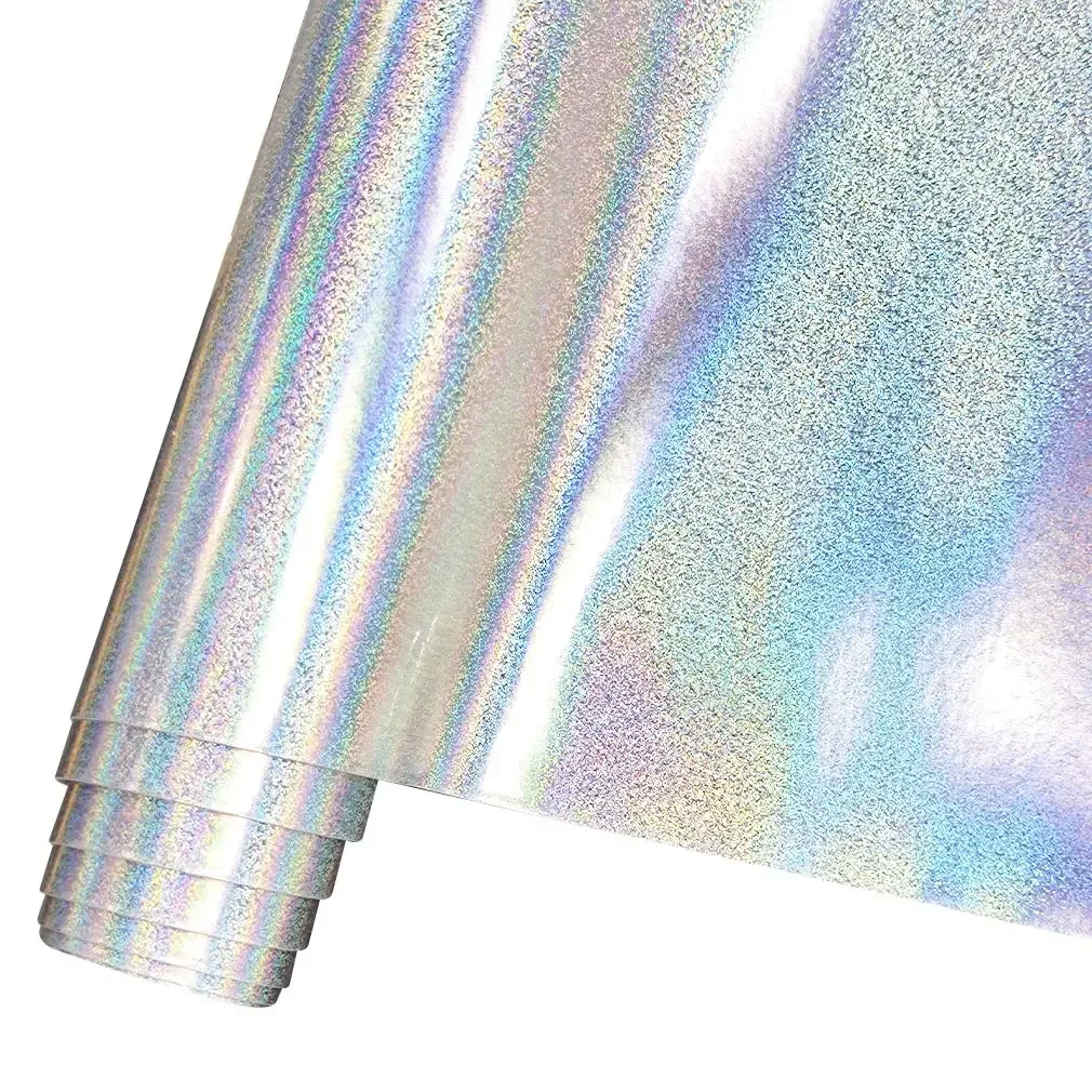 

Silver Holographic Faux Leather Roll Glossy Faux Leather Sheets For Sewing Bows/Earrings/Bags DIY Crafts Materials Bow Fabric