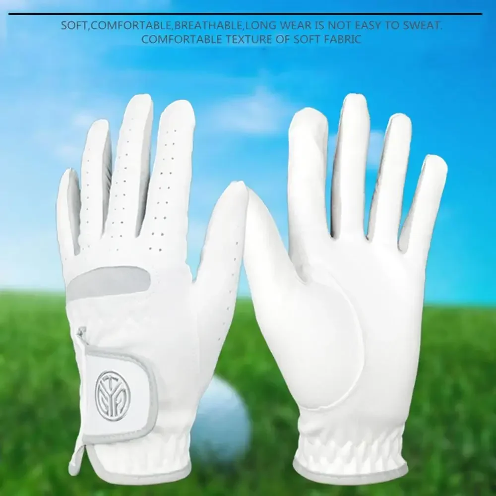 1 Pcs Men's Left Hand Golf Glove Right Hand Micro Soft Fiber Breathable Mens Golf Gloves White Color