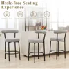 Bar Stools Set of 3, 28 Inches Counter Height Bar Stools with Curved Back, Modern Upholstered Fabric Grey Tall Barstools for 3