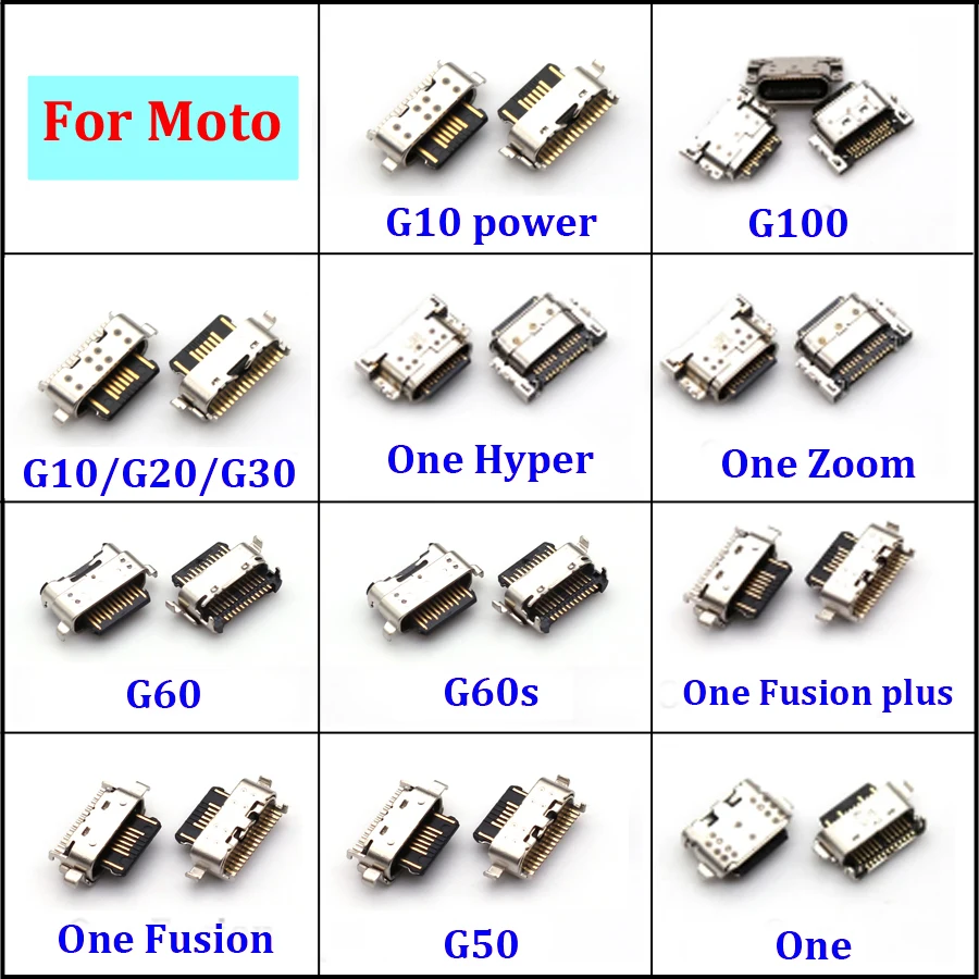 

100Pcs USB Connector Charging Charge Port Jack For Moto G10 G100 G20 G30 G50 G60 G60s Power One Hyper Zoom Fusion Plus Z3 Play