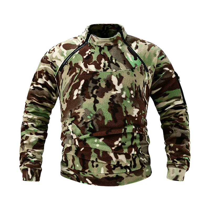 Men Outdoor Polar Fleece Jacket Hunting Clothes Warm Zipper Pullover Windproof Thermal Hiking Sweate for DUTR-Tactical men outdoor jacket