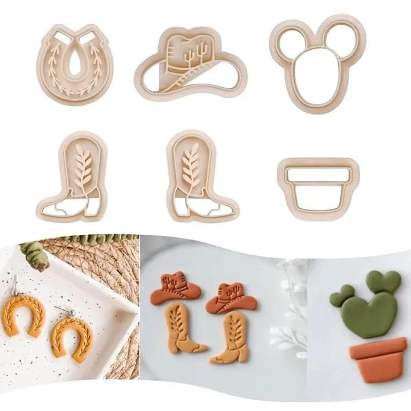 Cute Cowboy Shape Polymer Clay Cutter Soft Pottery Clay Molds for DIY Handmade Earring Jewelry Pendant Making Tool