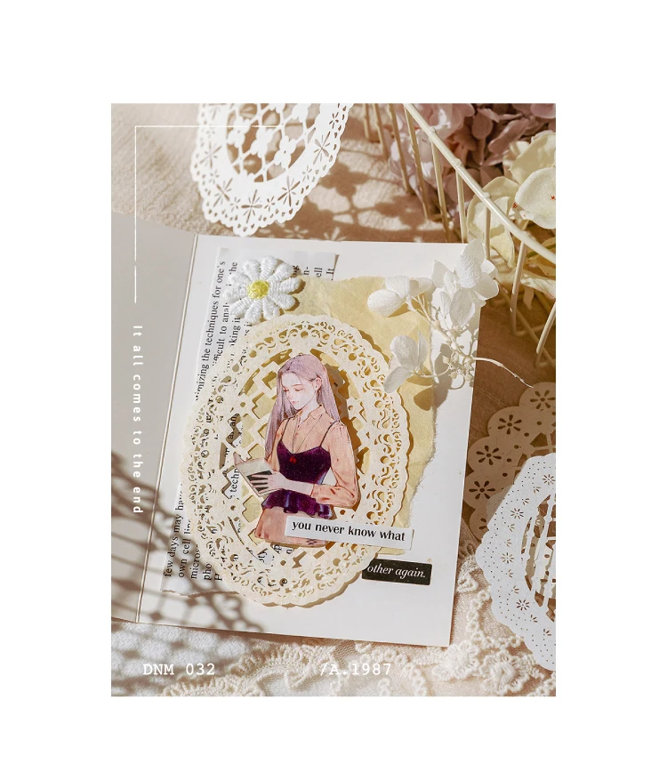 10 Stück/Packung Vintage INS Hohlspitze Material Papier DIY Dekoratives Basismaterial Papier Scrapbooking Junk Journal Supplies – Detail 12