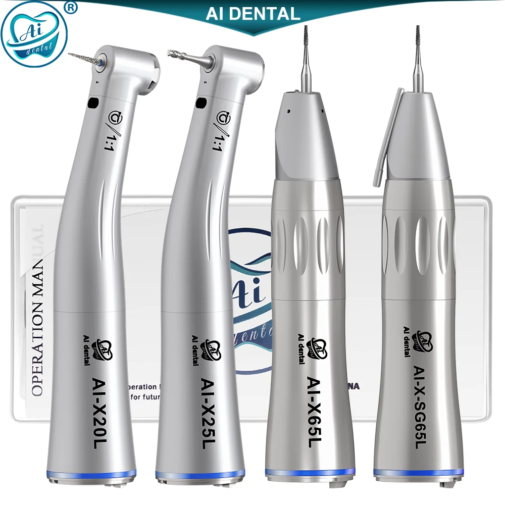 Pieza de mano contra-ángulo Dental Blue Ring con relación 1:1, Fresas X25L CA, Fresas de alta velocidad X20L, Fresa quirúrgica de punta recta X65L /X-SG65L