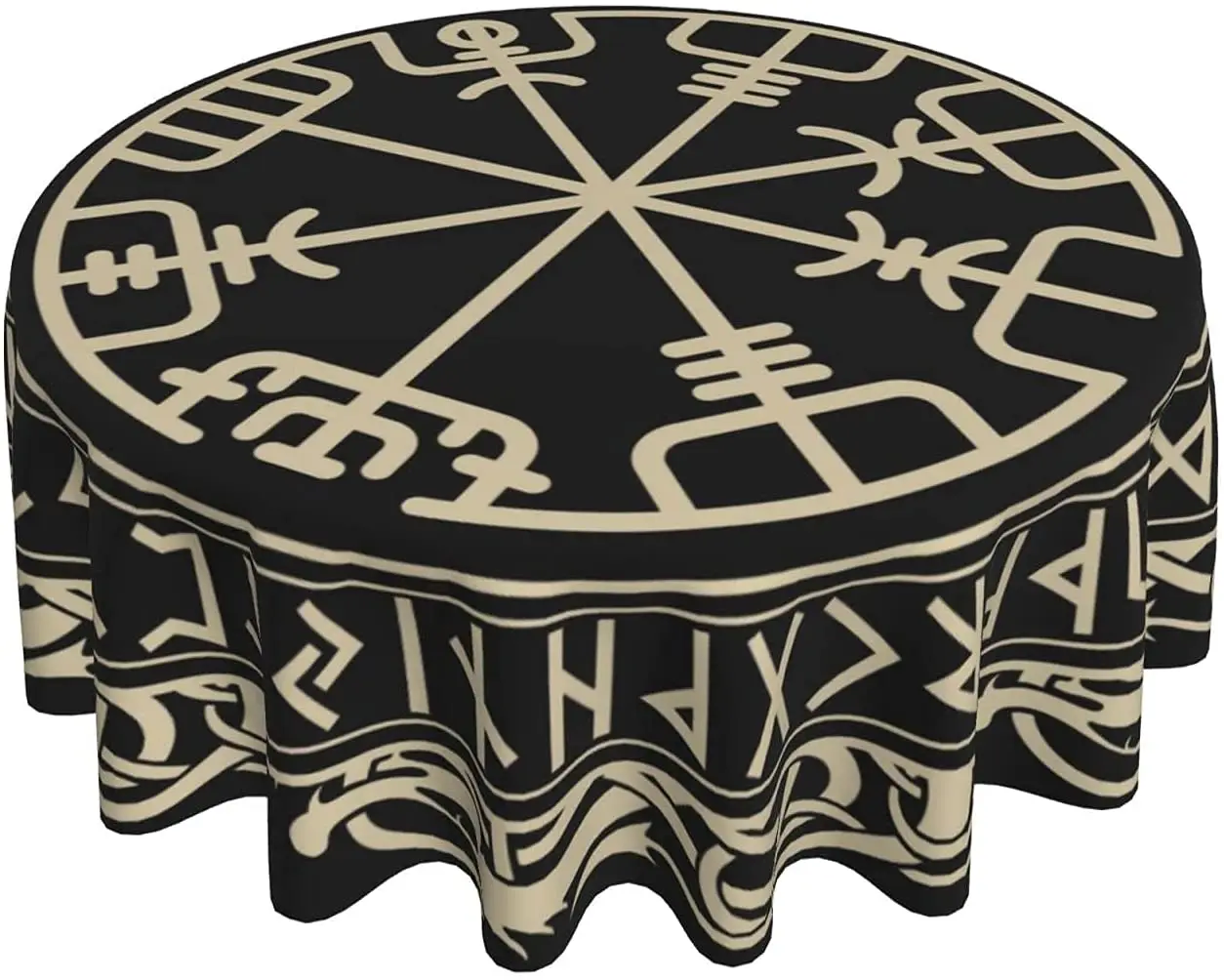 

Viking Nordic Celtic Symbol Round Tablecloth Desk Cloth Washable Table Cover Table Cloth for Kitchen Dinning Tabletop Decor 60in