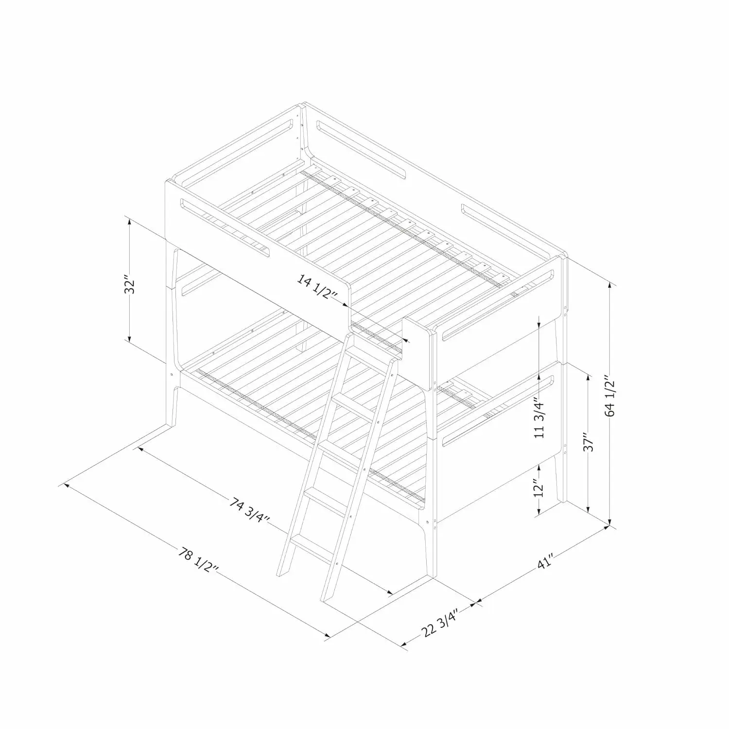 South Shore Bebble Bunk Bed, Twin, Charcoal Gray and Exotic Wood 2