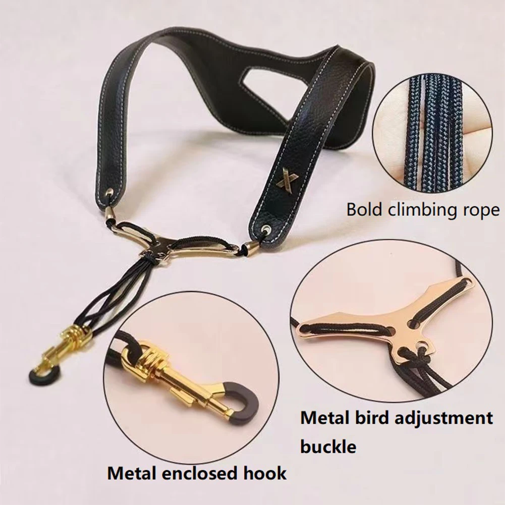 Leather Adjustable Saxophone Lanyard Double Shoulder Harness