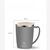 350ml Thermal Coffee Cup Double Wall Stainless Steel Heat Insulated Coffee Milk Mug with Handle and Lid Travel Drinking Tumbler 6