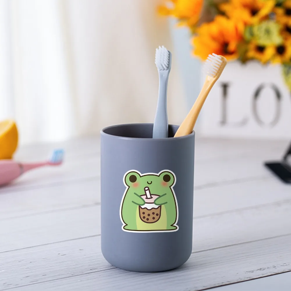 50pcs Cartoon Frog Stickers Cute Little Green Frog Funny Stickers Scrapbook Water Bottle Stationery