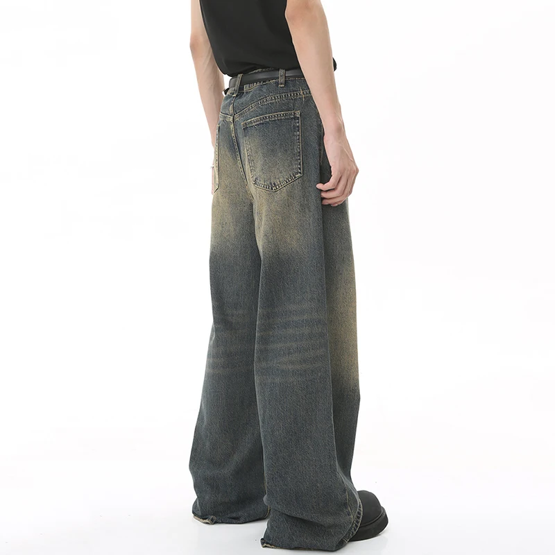 IEFB Summer Men's Denim Pants Old Blue Washed Male Jeans Straight Casual Menwear Loose Wide Leg Trousers New Fashion 9C354 5