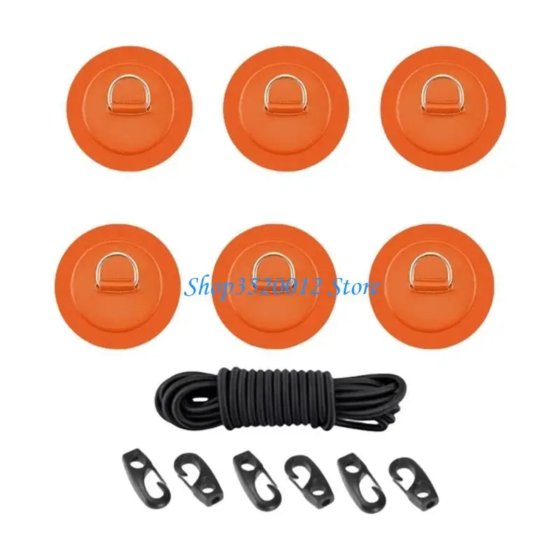 27rd 링 링 패치 탄성 로프 세트 팽창 식 보트를위한 PVC 스테인레스 스틸 구조 카약 안전 로프 장착