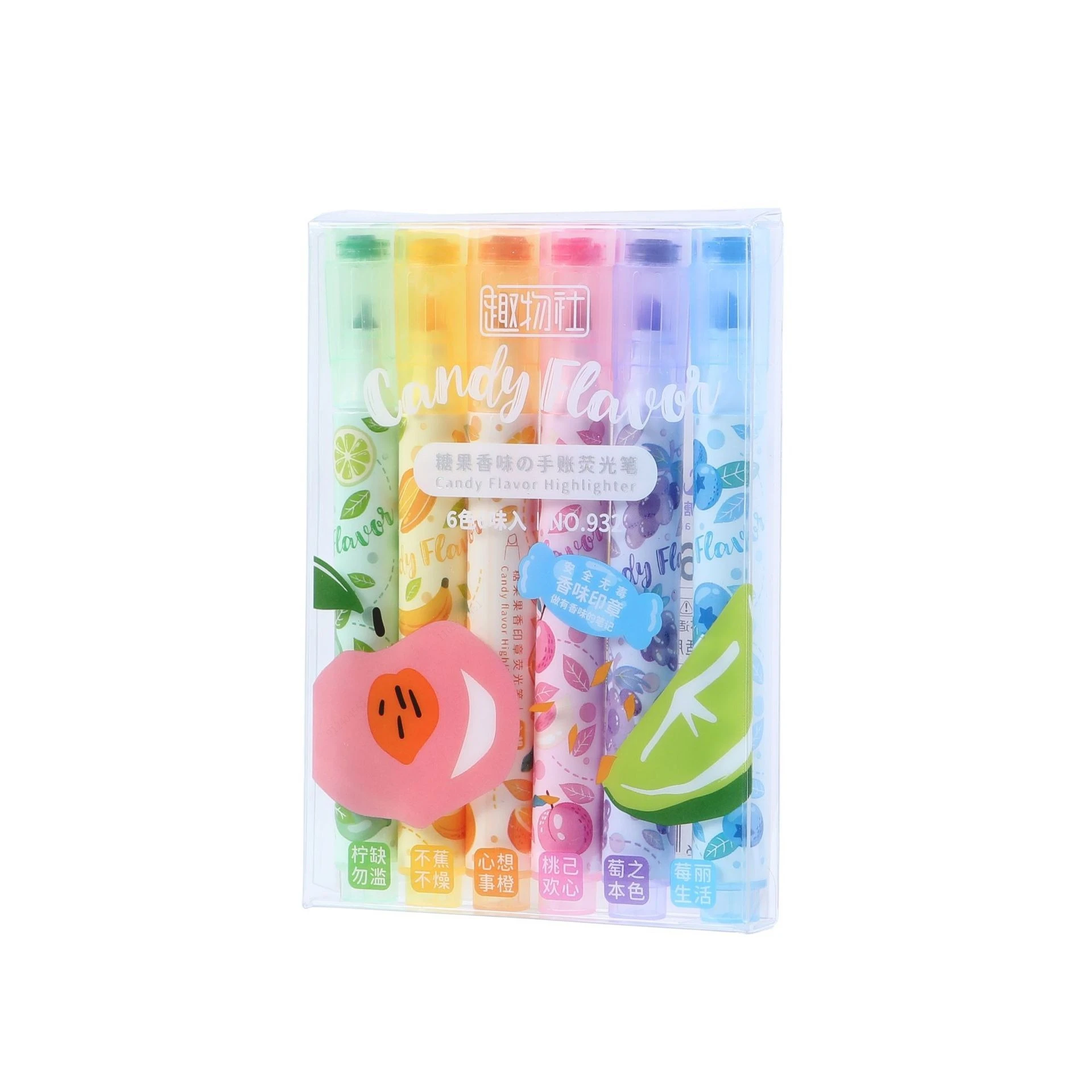 Highlighter Pen Marker Pen Highlighter Marker 6Colors Fun Stamp Seal Highlighter Set Fragrance Chisel Tip Marker Pen Macaron Pastel Assorted Colors for Cute Kawaii Stationery