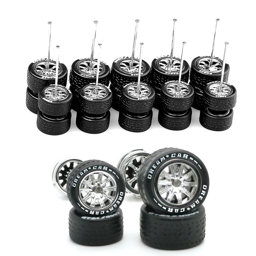 1Set 1/64 Wheels for Model Cars with Rubber Tires Type for 1:64 Model Toy Car Diecast Modified Kit Miniature Parts 3