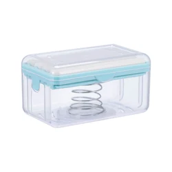 Enhanced Roller Type Soap Dish Holder with Drainage - Compact Bathroom Storage Solution (Soap Dish Blue)