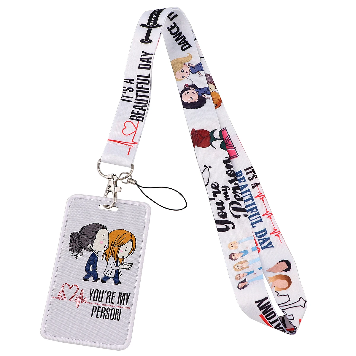 Cute Embroidery Lanyard Card Holder Doctors Nurses Hanging Neck Mobile Phone Lanyard Badge Subway Access Card Holder