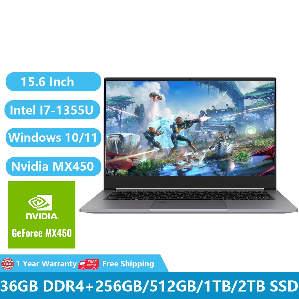 

Greatium GS07 Gaming Laptops Nvidia Graphics Geforce Windows 11 Notebooks 15.6" Intel I7-1355U 36GB DDR4 1TB Colorful Keyboard