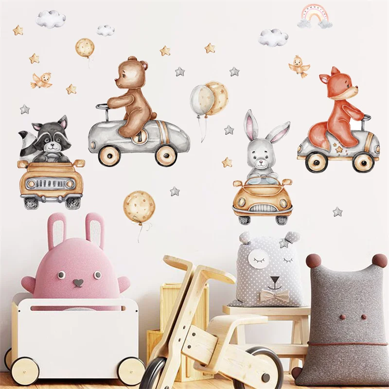 Wall stickers for children rooms Animals Bear Rabbit Balloon