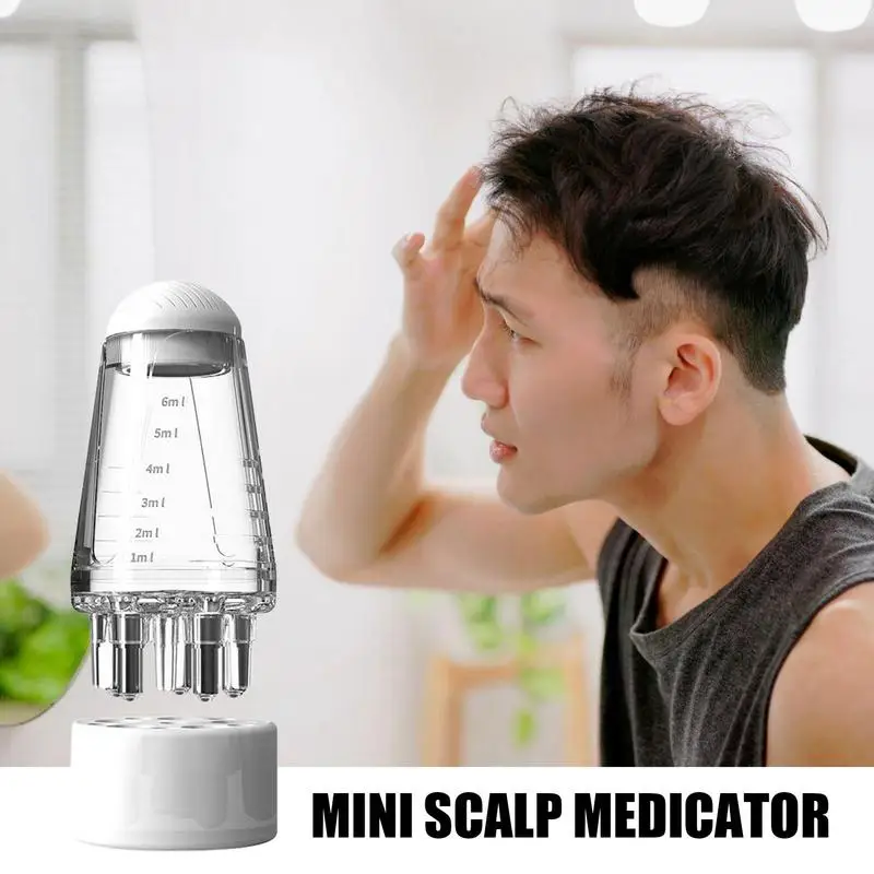 Scalp applicator hair growth fluid minoxidil 1-6ml essence with ball massage head drug delivery smear liquid guide comb