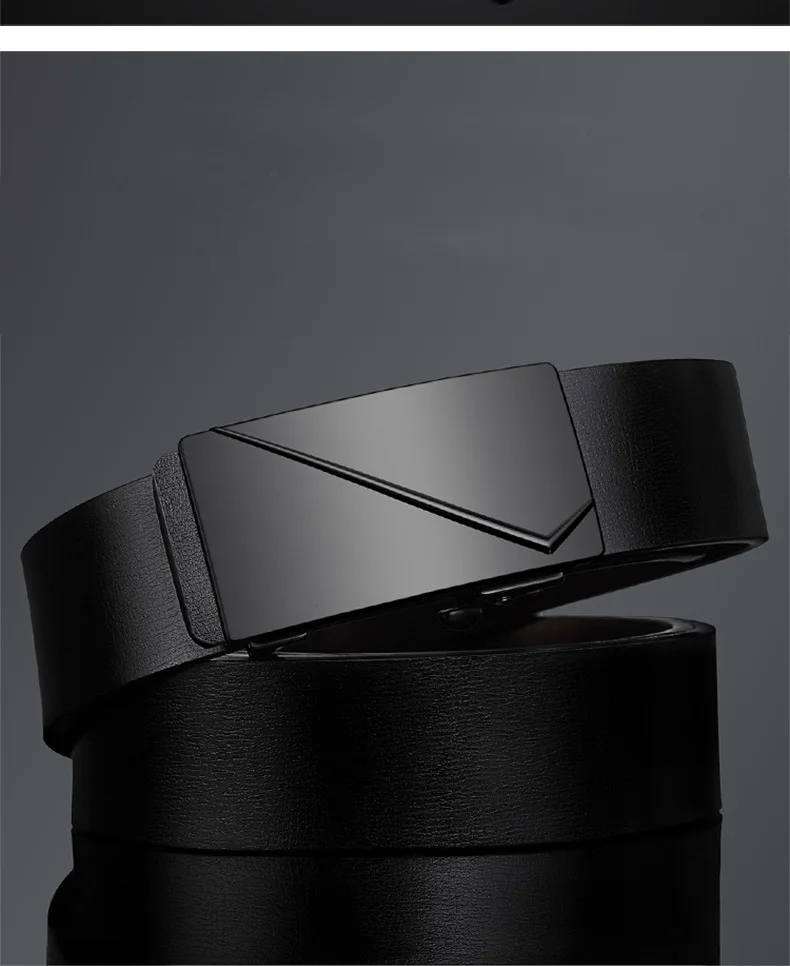 DINISITON Men PU Leather High Quality Automatic Buckle Belt Black Metal Luxury Leather Fashion Business Belt